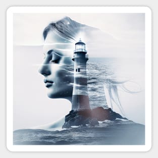 Lady Lighthouse Sea Imagine Wild Free Magnet